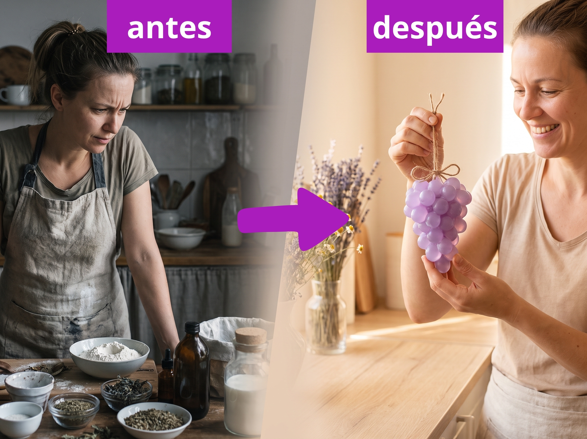 Jabón artesanal en forma de racimo de uva